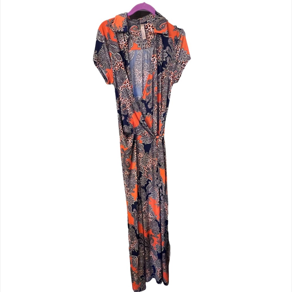 Mixed media MAXI DRESS by S-Twelve Size Large Main colors: navy blue & o… - Picture 3 of 10